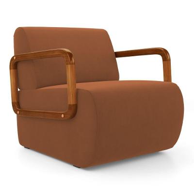 Poltrona Decorativa Kavya Veludo Espuma D26 Terracota Abmaza