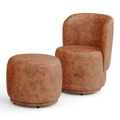 Poltrona Decorativa com Puff Orgânico Molly Conforto Couríssimo Caramelo Abmaza