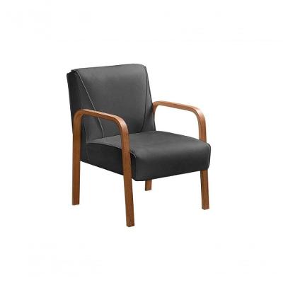 Poltrona Anita Veludo Pés de Madeira Espuma D26 Cinza Bella Decor