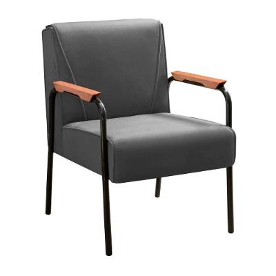 Poltrona Jade Decorativa em Veludo com Braços Cinza Bella Decor