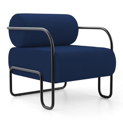 Poltrona Decorativa Orgânica Miska Veludo Azul Marinho Abmaza