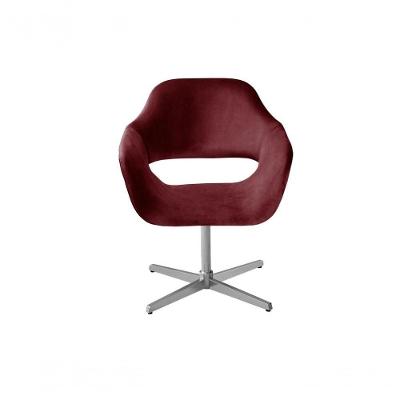 Poltrona Zara Giratória Base de Metal Suede Bordô Bella Decor
