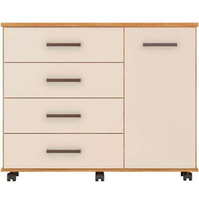 Cômoda Sapateira Cora 1 Porta 4 Gavetas MDF MDP Cinamomo-off White Demóbile