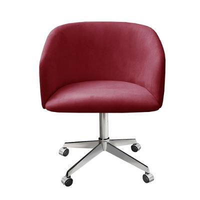 Poltrona Atenas Giratória com Rodinhas Suede Bordô Bella Decor