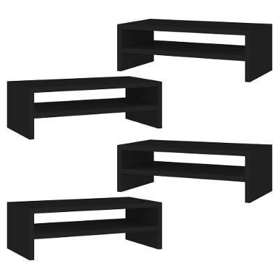 Kit 04 Suportes para Monitor Soft Elevado MDF 45CM Preto Abmaza