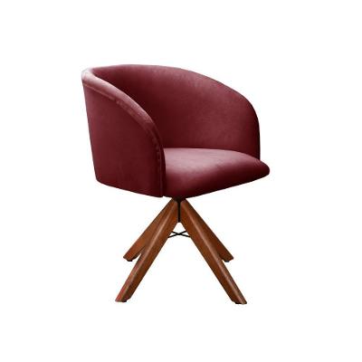 Poltrona Atenas Giratória Suede com Braços Bordô Bella Decor