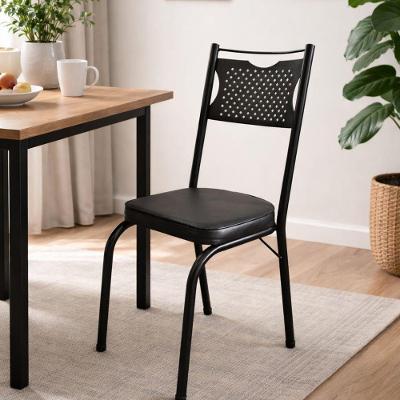 Cadeira de Jantar C001 SF Aço Couro Sintético Preto Combo Stock