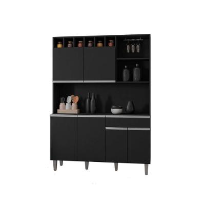 Armário de Cozinha Robin 6 Portas 1 Gaveta MDF-MDP 130CM Preto Casah