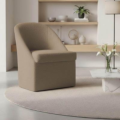 Poltrona Malli Boucle para Escritório e Jantar Suede Marrom Pallazio