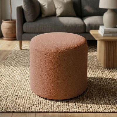 Puff Redondo Lucas Bouclê Espuma Revestimento Poliéster Terracota Pallazio