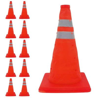 Kit 10 Cones de Sinalização Retrátil 70cm Refletivo Laranja AB Mídia