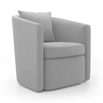 Poltrona Decorativa Aimê Veludo Cinza Claro Abmaza
