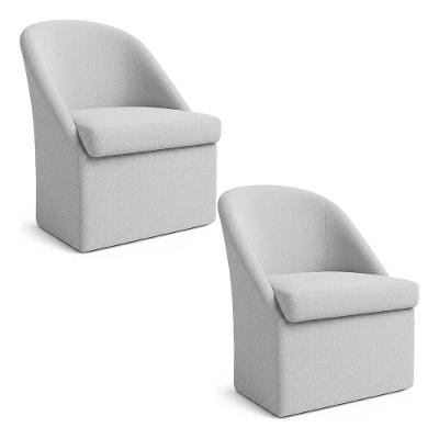 Kit 2 Poltronas Malli Bouclê Recepção Escritório Cinza Pallazio