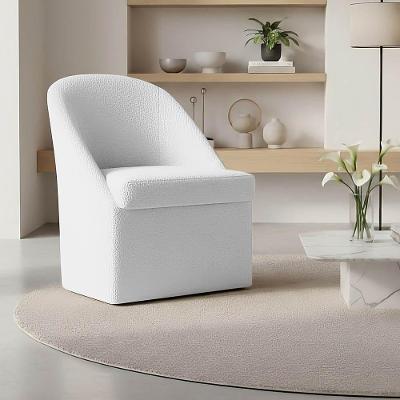 Poltrona Malli Bouclê para Escritório e Jantar Branco Pallazio