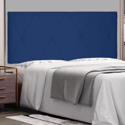 Cabeceira Painel Estofada King Aquilla MDF Suede Azul Marinho Abmaza