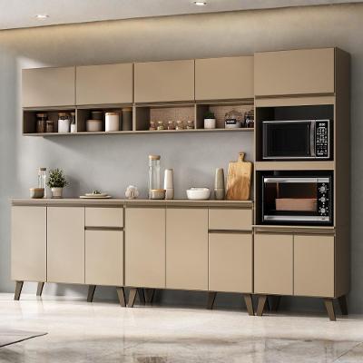 Cozinha Completa Atlanta Total 4 Portas 4 Gavetas 270cm Amêndoa Móveis Carraro