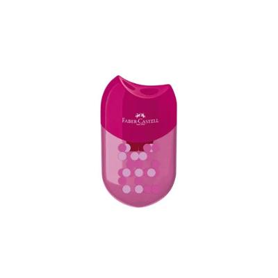 Apontador com Depósito Faber-Castell Two Tone com Dois Furos para Lápis Padrão e Jumbo Rosa