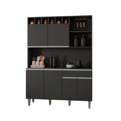 Armário de Cozinha Robin 6 Portas 1 Gaveta MDP 130CM Cinza Casah