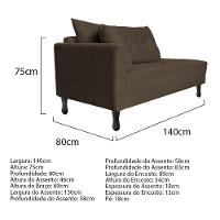 Kit Diva Recamier Azura 140Cm Lado Direito E 02 Poltronas Classic Suede - Amarena Móveis Marrom - 5