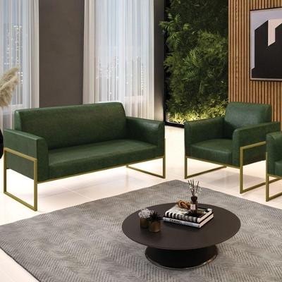Conjunto Sofás Marisa Namoradeira e Poltrona 114CM Verde Sintético D'Rossi