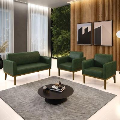 Conjunto Sofás Marisa Namoradeira e 2 Poltronas Verde Sintético D'Rossi