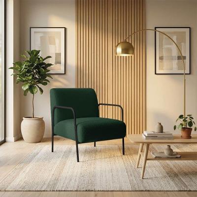 Poltrona Decorativa Helena Bouclê Suede Espuma D26 Verde D'Rossi