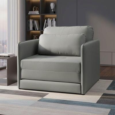 Poltrona Cama Retrátil Dália Veludo Espuma HR com Almofada Cinza D'Rossi