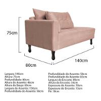 Kit Diva Recamier Azura 140Cm Lado Direito E 02 Poltronas Classic Suede - Amarena Móveis Rosê