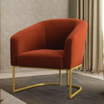 Poltrona Stella Bouclê Base Dourada Espuma D26 Terracota D'Rossi