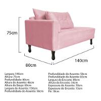 Kit Diva Recamier Azura 140Cm Lado Direito E 02 Poltronas Classic Suede - Amarena Móveis Rosabebê - 6