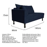 Kit Diva Recamier Azura 140Cm Lado Direito E 02 Poltronas Classic Suede - Amarena Móveis Azulmarinho