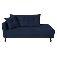 Kit Diva Recamier Azura 140Cm Lado Direito E 02 Poltronas Classic Suede - Amarena Móveis Azulmarinho - 6