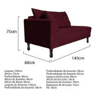 Kit Diva Recamier Azura 140Cm Lado Direito E 02 Poltronas Classic Suede - Doce Sonho Móveis Bordô