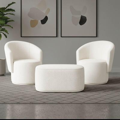 Kit 2 Poltronas e Puff Malu Max Bouclê Off White D'Rossi
