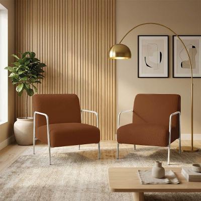 Kit 2 Poltronas Helena Decorativas Bouclê Espuma D26 Terracota D'Rossi
