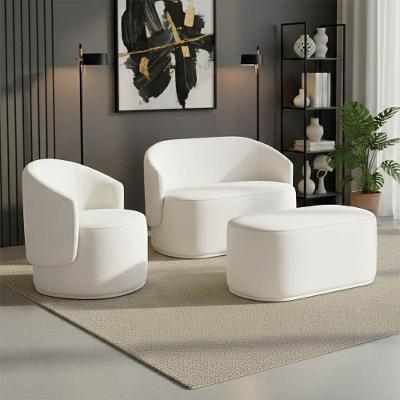 Kit Namoradeira Poltrona e Puff Malu Max Bouclê Off White D'Rossi