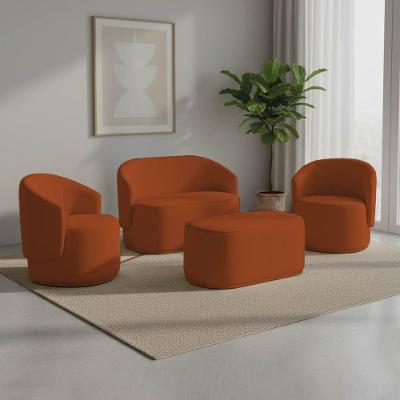 Kit Namoradeira Malu Max com Poltronas e Puff Bouclê Terracota D'Rossi