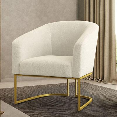 Poltrona Stella Decorativa Base Industrial Bouclê Bege D'Rossi