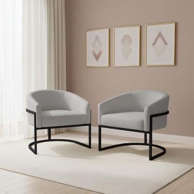 Kit 2 Poltronas Arielle Industrial Couro Sintético Cinza D'Rossi