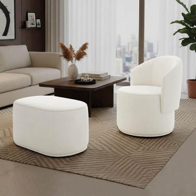 Kit Poltrona e Puff Malu Max Bouclê Orgânico Off White D'Rossi