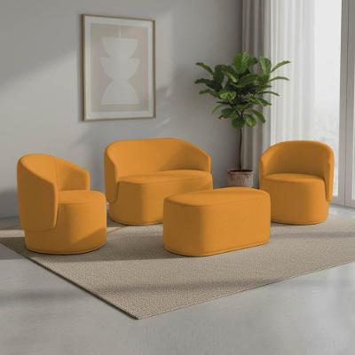 Kit Namoradeira Malu Max com Poltronas e Puff Bouclê Mostarda D'Rossi