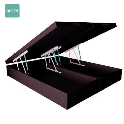 Cama Box Baú Queen Bipartido Sintético Marrom 38x158x198 Estrutura em Madeira Colchão dos Sonhos