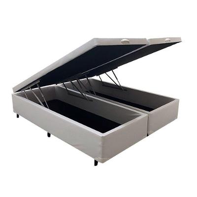 Cama Box Baú Bipartido Queen Sintético Cinza 158x198cm Colchão dos Sonhos