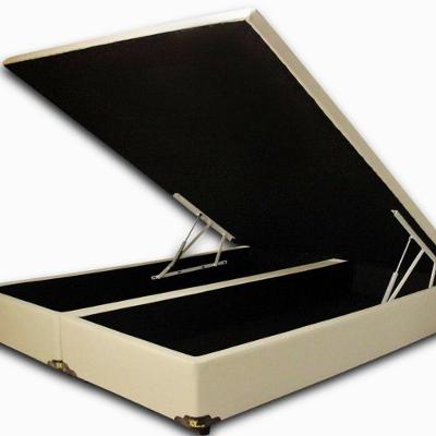 Cama Box com Baú Queen Bipartido Sintético Bege 42x158x198 Madeira Colchão dos Sonhos