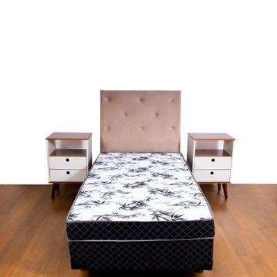 Cama Box Conjugada Solteiro Ortopedica 88x188x39 Espuma Madeira Peso Suportado 150kg