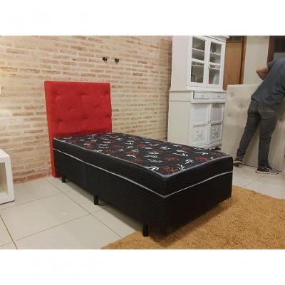 Cama Box Solteiro Conjugada Ortopedica 88x188x39 Colchao Espuma Estrutura Reforcada Madeira Tratada