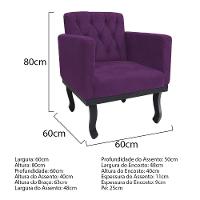 Kit Diva Recamier Azura 140Cm Lado Direito E 02 Poltronas Classic Suede - Doce Sonho Móveis Roxo - 3
