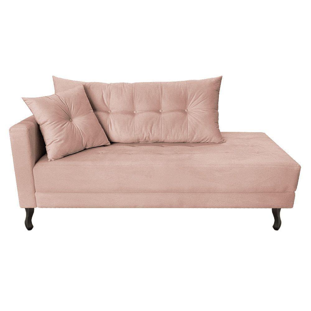 Kit Diva Recamier Azura 140Cm Lado Direito E 02 Poltronas Classic Suede - Doce Sonho Móveis Rosê - 6