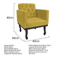 Kit Diva Recamier Azura 140Cm Lado Direito E 02 Poltronas Classic Suede - Doce Sonho Móveis Amarelo - 3
