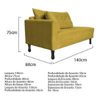 Kit Diva Recamier Azura 140Cm Lado Direito E 02 Poltronas Classic Suede - Doce Sonho Móveis Amarelo